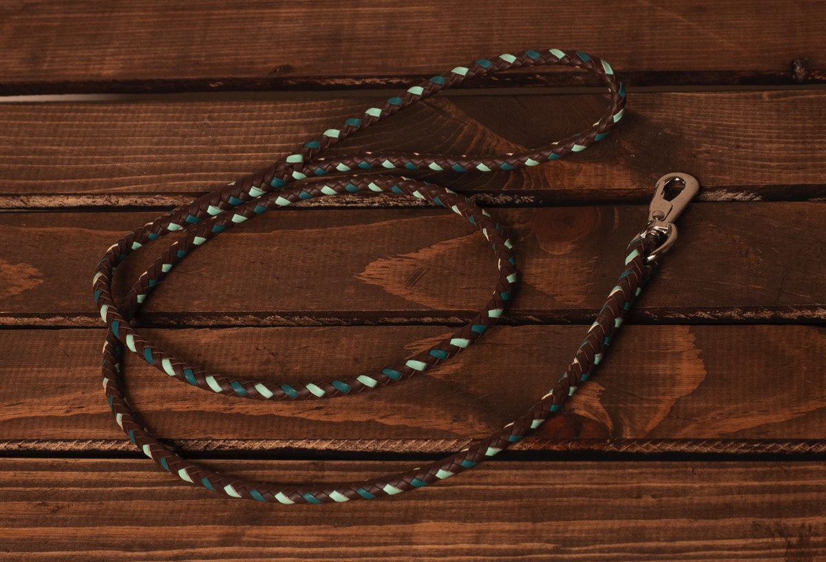 8 strands - dark brown, aqua, mint