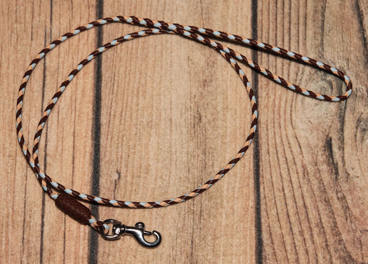 4 strands - brandy, sky blue, tan